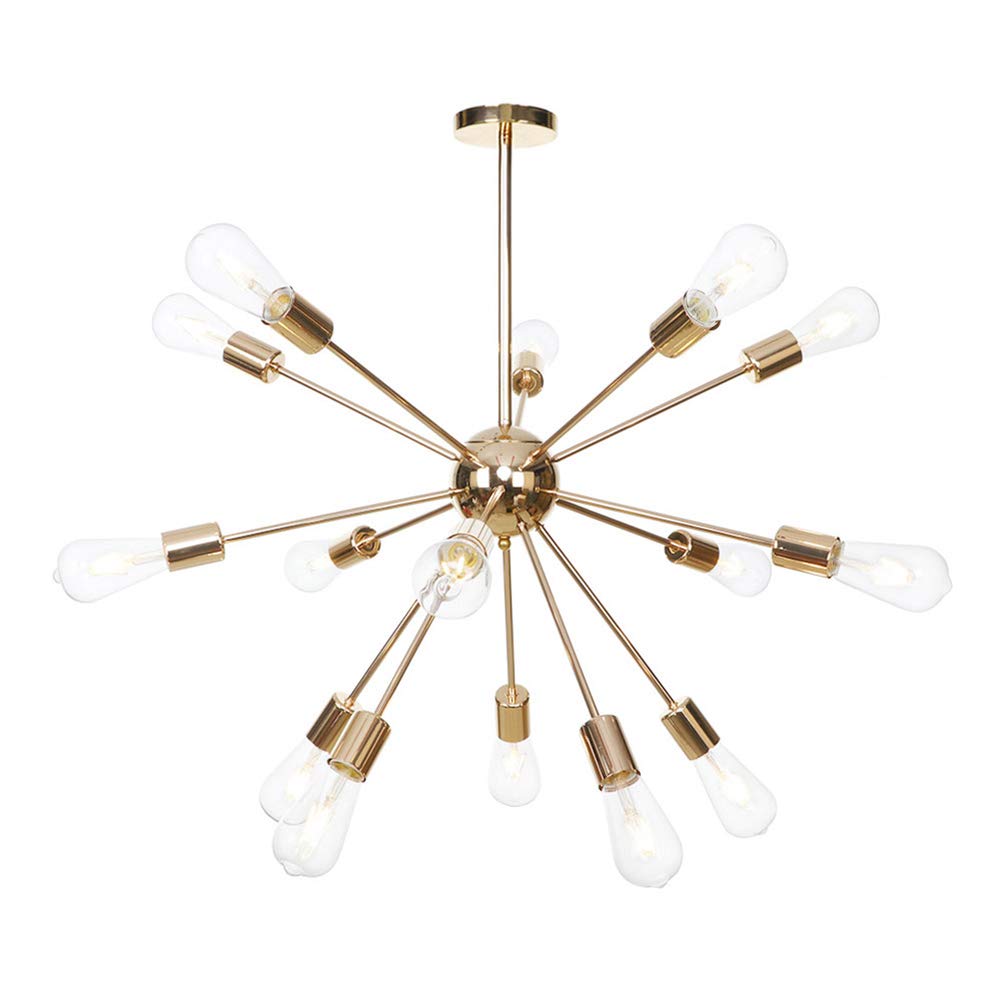 SYAXVOM 9 hts Sputnik Chandeliers Chrome Mid Century Modern Chandelier Pendant ht Industrial Vintage Ceiling For Living Room Dining Bedroom Foyer-Gold 15 head
