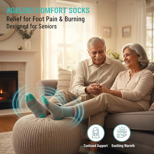 Image of Crew Socks for Women & Men Circulation, Diabetic and Neropathy Pain Relief, Swelling, Neuropathy, Runner, Nurses, Travel, Pregnancy, Flying - Pack of 2- (Grey+ Cyan)