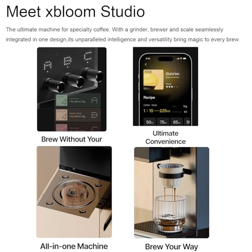 xBloom Studio - Die ultimative Kaffeemaschine, Kaffeevollautomat - Tropfkaffeemaschine mit integriertem Mahlwerk, Waage und 3 Automatisierungsstufen, Espressomaschine, Midnight Black 220–240V - 2