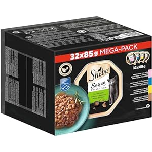 SHEBA Schale Nassfutter Multipack Mega-Pack Sauce Collection Feine Vielfalt MSC-zertifiziert 32 x 85g