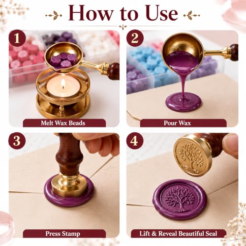 Image of CURATED CART Wax Seal Beads Kit 300 Pieces- 15 Colors Sealing Wax Beads with Organizer Case, Wax Stamp Beads for Wedding Invitations, Envelope Seals, Gift Wrapping, Card Making & DIY