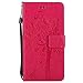 Produktbild Karomenic kompatibel mit Huawei P20 Lite PU Leder Hülle Katze Baum Prägung Handyhülle Brieftasche Silikon Schutzhülle Klapphülle Ledertasche Ständer Wallet Flip Case Schale Etui,Rose rot