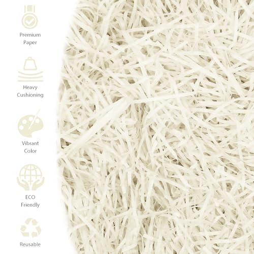 500g Raffia Füllmaterial Geschenk Hamper Shred Geschreddertes Papier Geschenk Füllung für Party Hamper Füllung und Geschenkverpackung für Geschenkbox Dekorations (Cremeweiß)