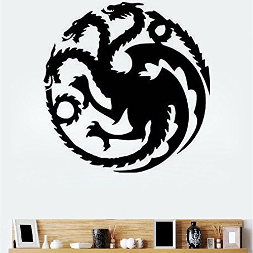 Inovey T-18 Game of Thrones Tangeri Lian Targaryen Famille Emblème Trois Or Dragon Sculpté Stickers Muraux Cover