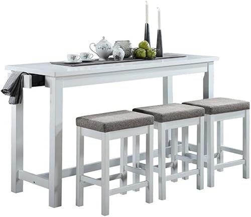 Homelegance - Juego de comedor del altura de encimera de 4 piezas, blanco