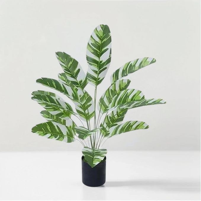 SHAKTISM Artificial Banana Plants Banana Tree Leaves with Stems Faux Artificial Plant 18 Leaves Green Leaves with Brown Edges Ornamental Plant for Home Office Interior Décor Without Pot(Green-Yellowe) (B0CZ7B2TFK) Amazon Price History, Amazon Price Tracker
