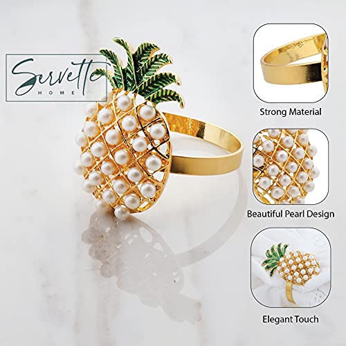 Gold Napkin Rings Pineapple With Pearls - Set Of 5 #TOP3