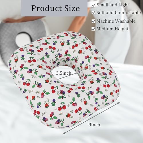 Image of Ear Piercing Pillow for Side Sleepers, Ear Hole Pillow for CNH and Ear Pain, Ear Inflammation, Pressure Sores, O Shape Side Sleeper Pillow, Ear Protection Pillow (White Cherry)