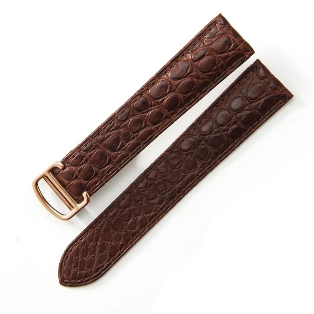 Bracelet montre étanche en cuir marron 23mm avec boucle ardillon rose gold