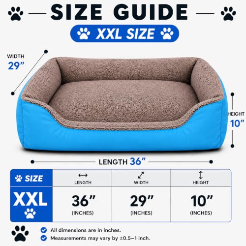 Image of SITSNOOZE Dog Beds Dogs & Cats, Rectangle Washable Pet Bed Comfortable and Breathable Pet Sofa Warming Orthopedic and Non-Skid Bottom (Reversible) (Sky Blue, XXL)