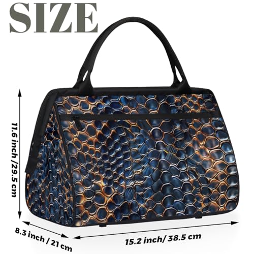 Snake Skin Cool Small Overnight Weekender Tote Bag for Women Men Foldable Travel Duffel Bags Lightweight Sports Gym Bag Waterproof Carry On Luggage Weekender Bag for Traveling Gifts2