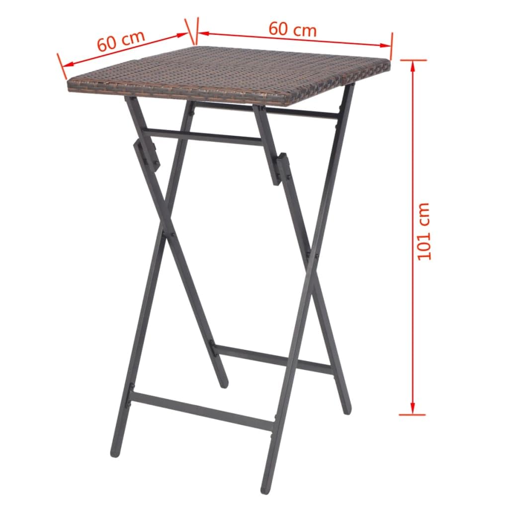 vidaXL Mesa Alta de Bar con Taburetes Jardín 3 Pzas Juego de Muebles Terraza Mesita y Sillas Altas Asienyos de Poli Ratán Sintétco Marrón Tipo Mimbre