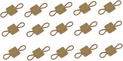 15 Pieces Tactical Gear Holder Clip Molle Web Elastic Webbing Retainer Binding Ribbon Buckle Vests for Tactical Backpacks Molle Bags (Tan)