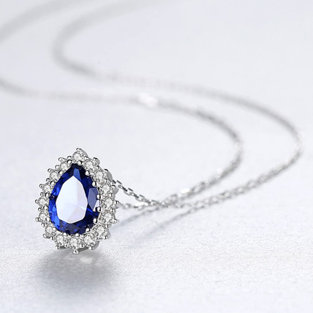 Collane con Ciondolo a Goccia d'Acqua in Argento Sterling 925 per Gioielli da Donna Topazio con Pietre preziose Collares Regali
