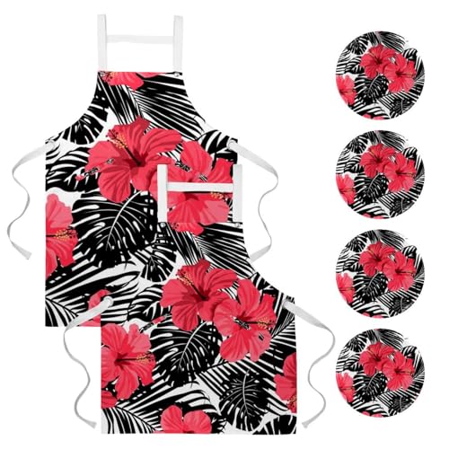 Tabliers de cuisine et de serveuse pour bistrot bar avec 4 broches incluses