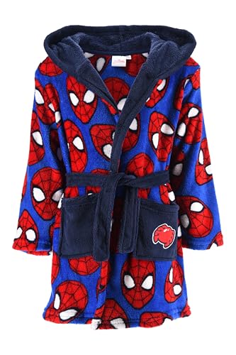 Marvel Spiderman Bata para Niños, Batin de Estar por Casa Infantil, Diseño Bata Polar Suave, Tallas 3 a 8 Años (FR/ES, Edad, 4 años, Regular, Azul)