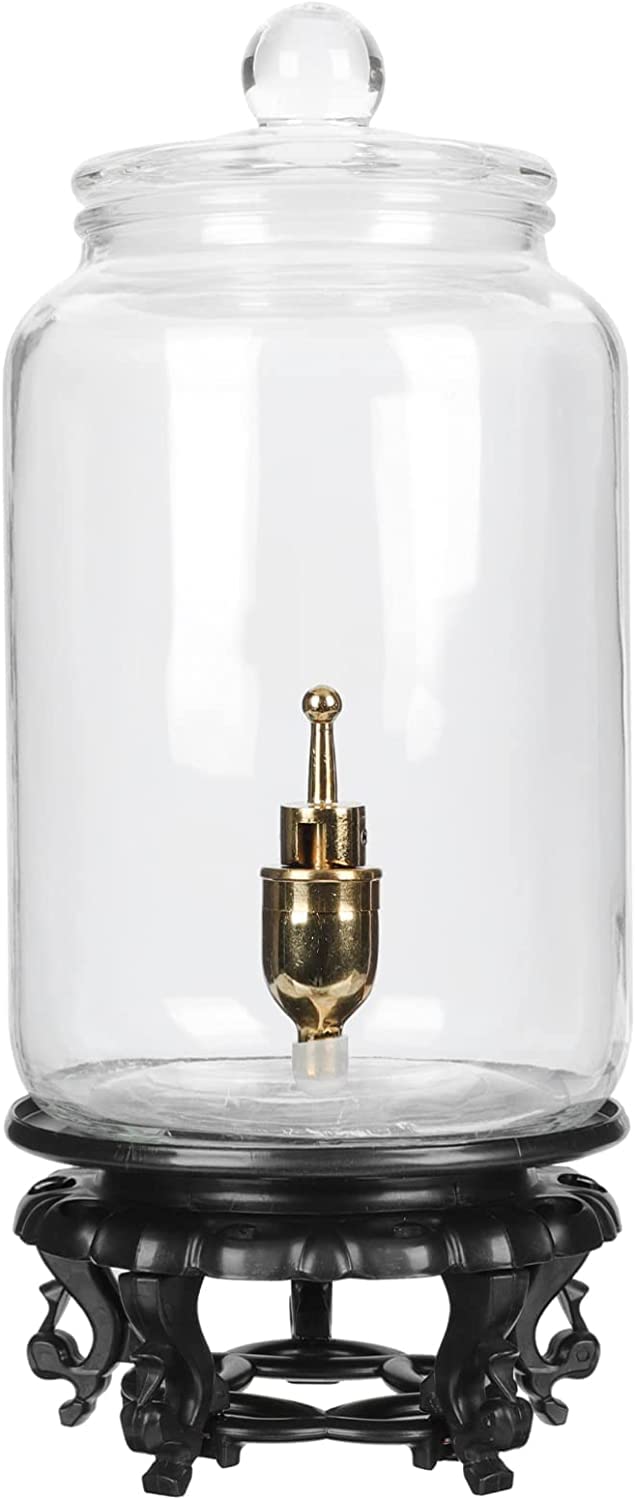 THE WHITE SHOP 2 Gallon Beverage Dispenser with Lid (2 piece, all glass, dishwasher safe)