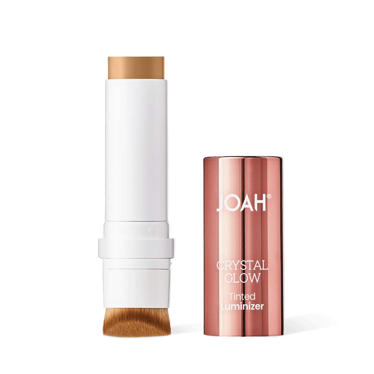 JOAH Highlighter Stick, Crystal Glow Tinted Luminizer Contour Makeup, Crystalide Peptide for Clearer, Smoother Looking Skin, Built-In Detachable Brush, Sunbeige