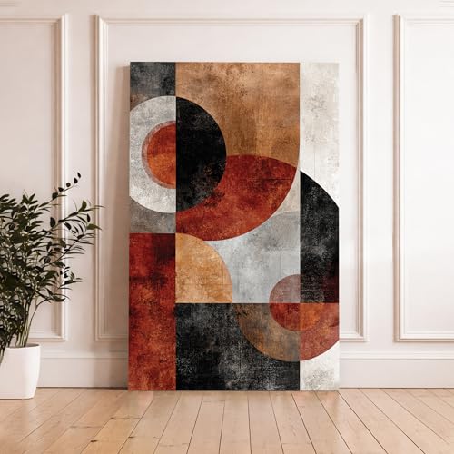 Image of Modern Abstract Stretched Canvas Painting For Living Room | Multicolor Boho Stretched Canvas Wall Art For Livingroom Home Decor, Bedroom, Hallway's, Office, Hotel - 56x86 cm