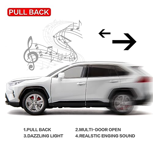 Modelo de coche RAV4 a escala 1:24 color blanco miniatura 2