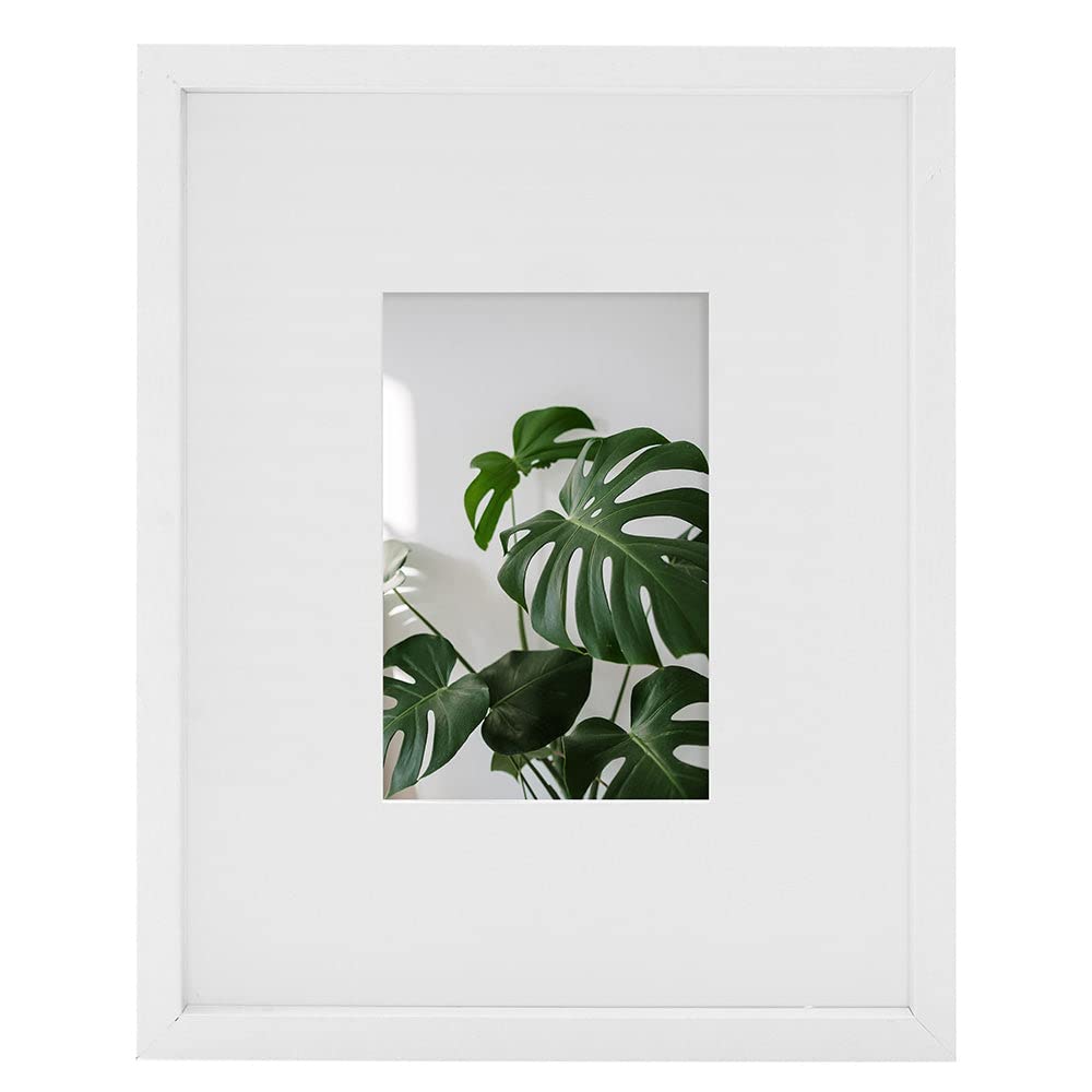 Kenro Strata Series White Photo Frame 16x14 Inch / 35x40cm with Wide Mat for Photo 8x10 Inch / 20x25cm - ST2025W