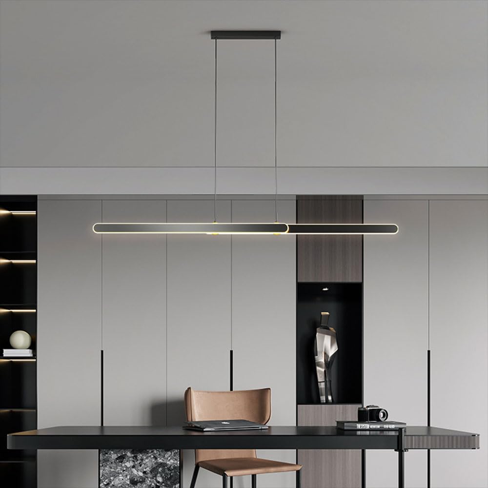 Suspension moderne noire à LED pour ajuster la lumière de la salle à manger