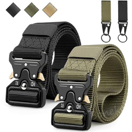 Fonyiunce 2 Piezas Cinturón Táctico Hombre, Cinturones Hombre Trabajo, Longitudes 120cm, Cinturón Trenzado Elástico, Cinturones Trabajo Senderismo Caza Uso diario, para Outdoor y Uso Diario
