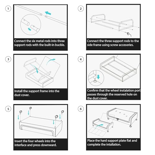 Image of Nayasa Under Bed Storage Box | Storage Organizer | Ideal For Small Space Clothes Storage | Clothes, Shoes, Toys, Books With Clear Cover | Lockable Wheels | Set of 5 | Grey