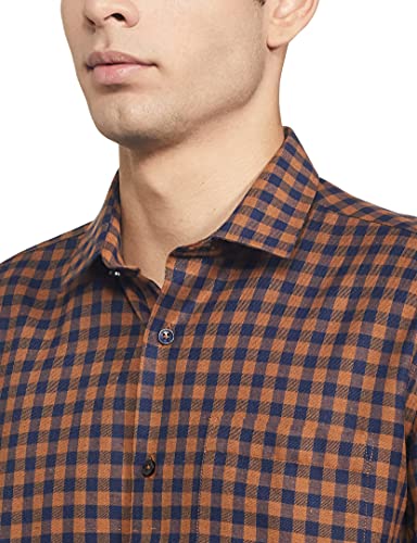 Image of Amazon Brand - Symbol Men's Regular Fit Shirt (SY-AW21-FS-413 Navy&Beige 38)