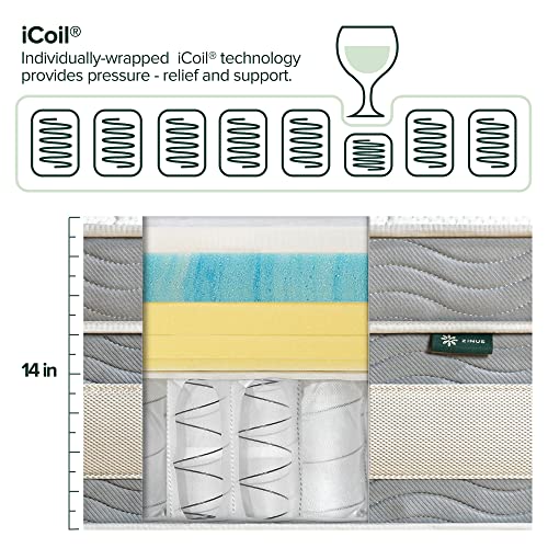Zinus 14 Inch Green Tea Cooling Gel Memory Foam Hybrid Mattress / Pocket Innersprings For Motion Isolation / Edge Support, Queen, White #TOP4