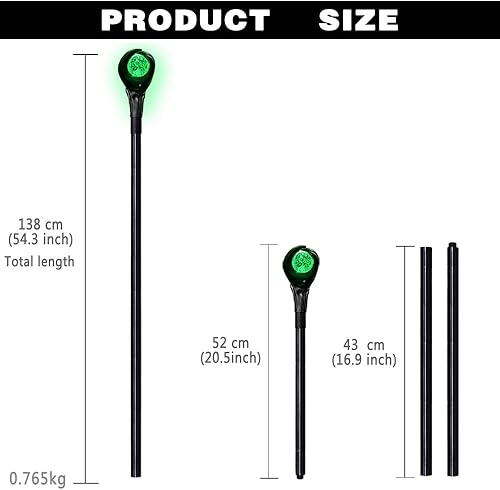 Miniatura 2 de Bastón de bruja con orbe de luz verde, varitas de reina malvada, color mágico iluminado para disfraz de Halloween (verde)