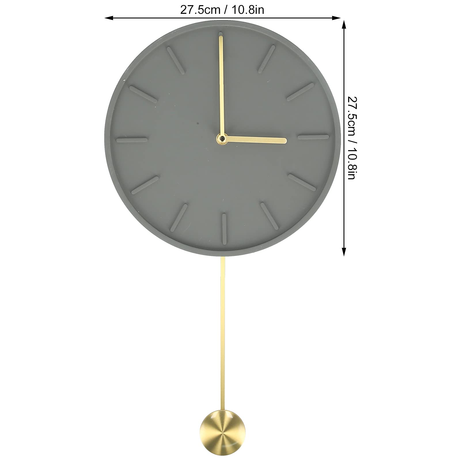 Reloj de Pared de Diseño Moderno con Péndulo Grande para el Hogar, Cafetería, Bar, Cemento, 27,5 Cm