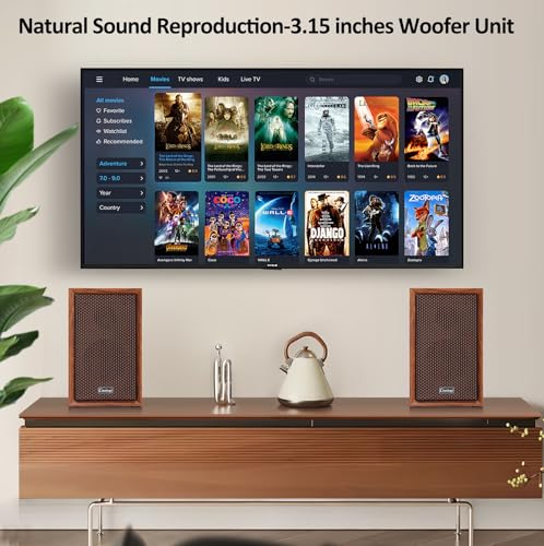40W Bluetooth Bookshelf Speakers,Computer Speakers,2.0 AC Powered Wooden PC Speakers with Strong Bass,7.28" X 2 AC Powered USB Input Speakers with DSP,Wooden Speaker for Laptop (C5201-US) - Image 6