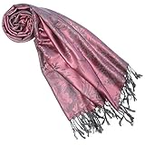 Lorenzo Cana Damen Designer Pashmina Markenschal Rosa floral gewebtes Blumenmuster Damastwebart 70 cm x 180 cm Schaltuch Schal Tuch mit Fransen 9323777