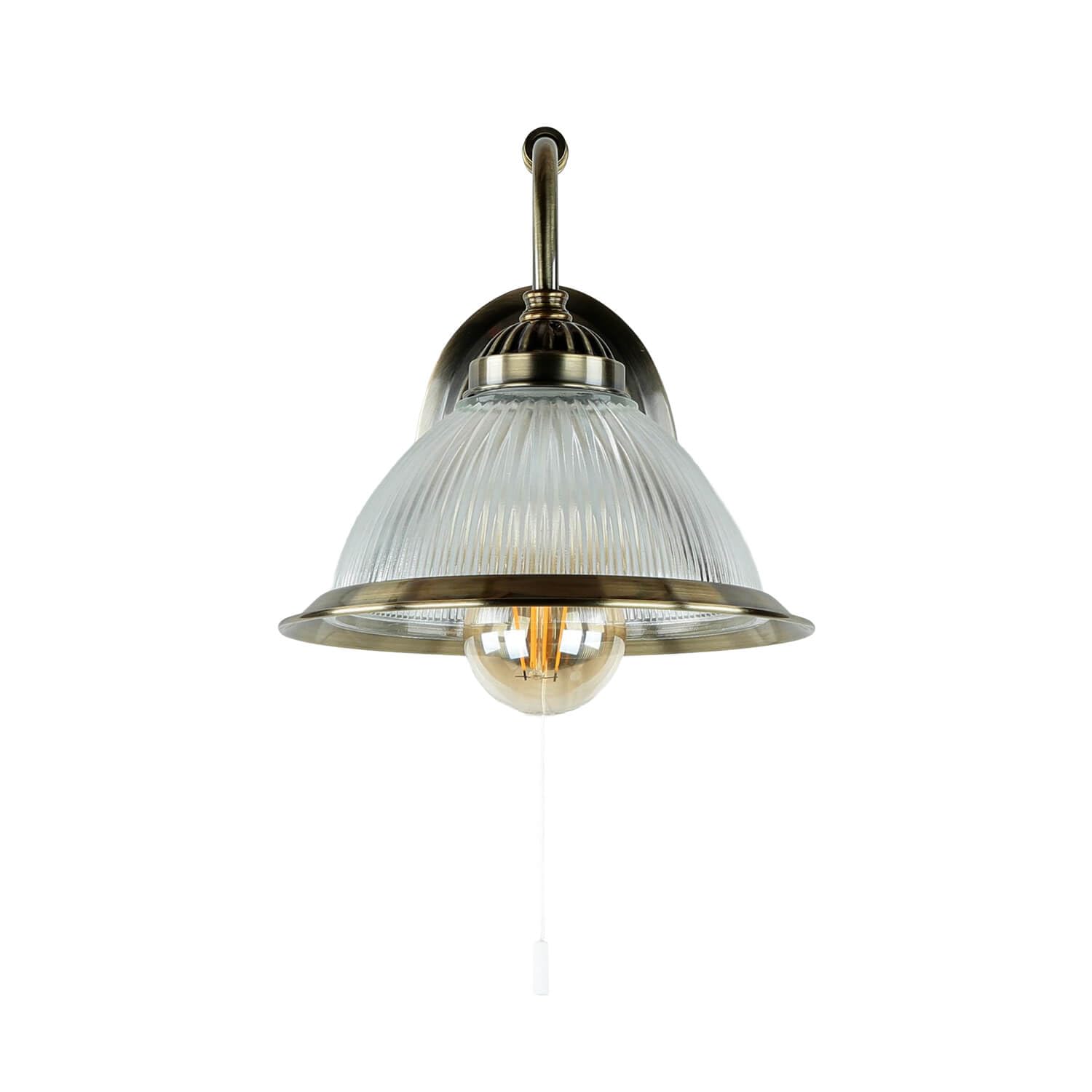 Licht-Erlebnisse Wandleuchte in Messing Antik Jugendstil 1xE27 bis zu 60 Watt 230V aus Metall & Glas Schlafzimmer Küche Wohnzimmer Esszimmer Lampen Leuchte Beleuchtung innen