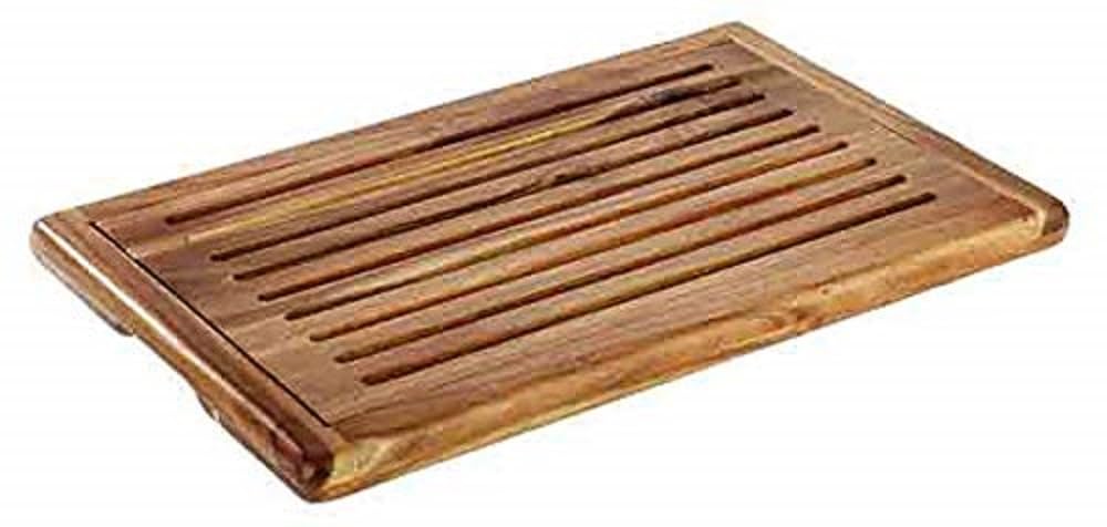 APS 883 Planche à découper le pain, 47,5 x 32 cm, hauteur 2 cm, en bois d'acacia, compartiment ramasse-miettes amovible