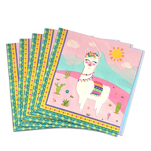 WERNNSAI Llama Fun Party Supplies - 50PCS Luncheon Dinner Paper Napkins Facial Quality