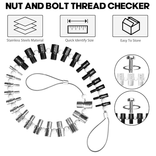 Manalete BOLT AND NUT THREAD CHECKER 26 Nut And Bolt Thread Checker 26 Male/Female Thread Gauges (14 Sae/Inch & 12 Metric) Nut And Bolt Thread Size Checker Thread Identifier Gauges thumb #4