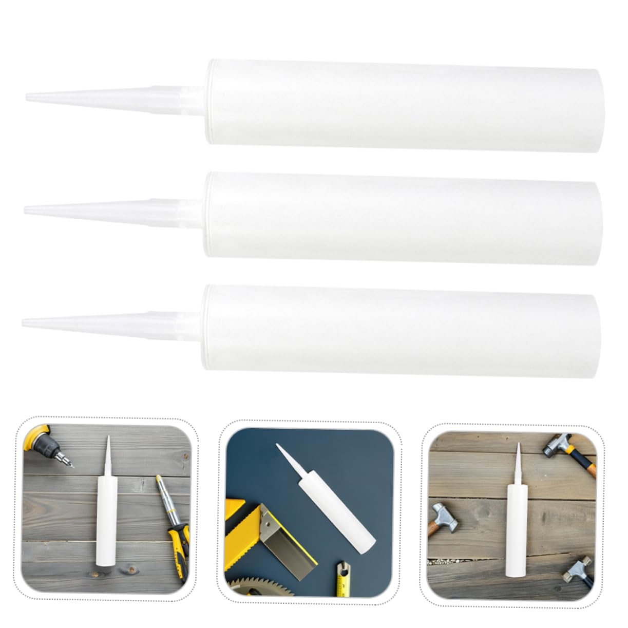 Tubes de Calfeutrage Vides en Plastique Blanc, Lot de 20 Pièces | Légers et Portables, pour Réparations et Travaux de Rénovation Intérieure, Adaptés aux Fissures Latex
