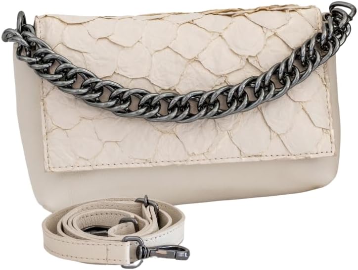 Bolsa Luna em Couro Legítimo de Pirarucu Sustentável, Alça Intercambiável, Tamanho Único – Marca Sool