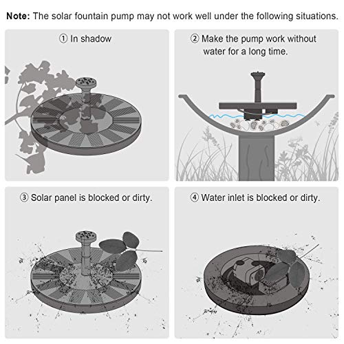 Kanodan Solar Power Fountain Floating ï¼ŒFree Standing Garden Pool Pond Aquarium Water Pump 1.4W