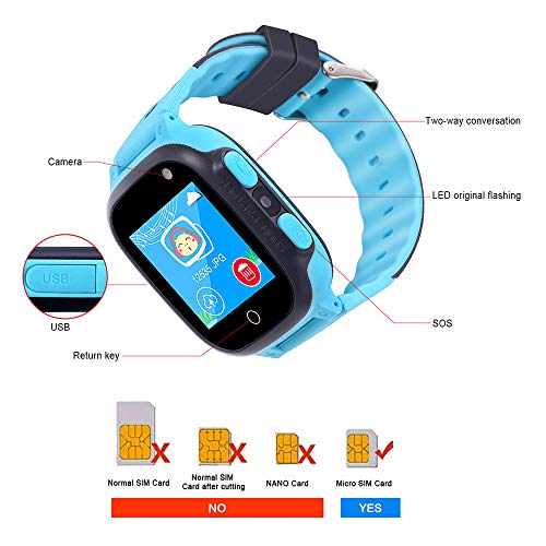 Beacon Pet Kids Smart Watches for Girls Boys with GPS Tracker SOS Call Alarm Clock Camera Touch Screen Sport Intelligent Smartwatch HD Spy Safety Phone Watch for Kid Birthday Gift (Blue) - Thumbnail 4