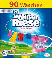 Weißer Riese Color Pulver (90 Waschladungen), Colorwaschmittel mit riesiger Waschkraft schon ab 20° C, riesig ergiebiges Waschpulver, ideal für Familien mit Kindern