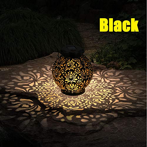 Lanterne Solaire Lumière Extérieure, LED Jardin Lampe Suspendue étanche Patio Décoratif Lanterne Suspendue pour Patio Extérieur à Lintérieur de la Pelouse (Noire)