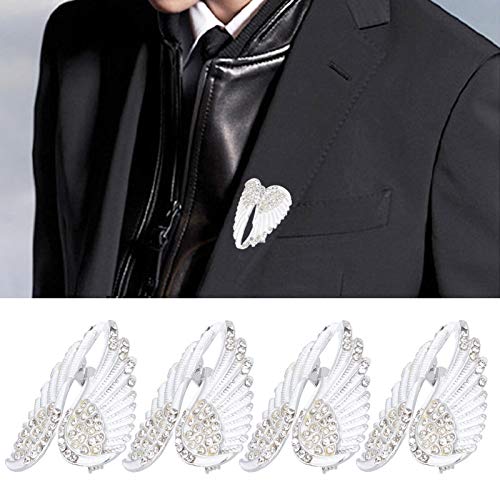 Image of 4Pcs Angel Wing Pin Brooch Unisex Crystal Angel Wing Corsage Pin Brooch Cardigan Breastpin Clip Lapel Pin Coat Badges for Tuxedo Cardigan Sweater Dress Jewelry(White)