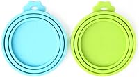 COMTIM Silicone Pet Food Can Covers - Universal Lids Fit 3 Sizes Dog Cat Cans, Airtight Fresh Seal, BPA-Free Blue Green