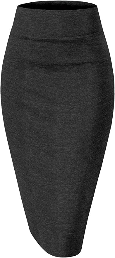 Sweet Hearts Women’s Basic Stretch Pencil Skirt- Regular & Plus Size- Below Knee Office Midi Bodycon Nylon Skirt Made in USA3