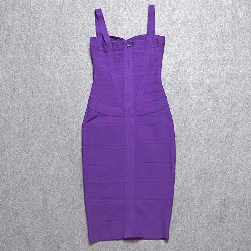 Image of Midi-Calf Solid Color Spaghetti Strap Rayon Bandage Dress