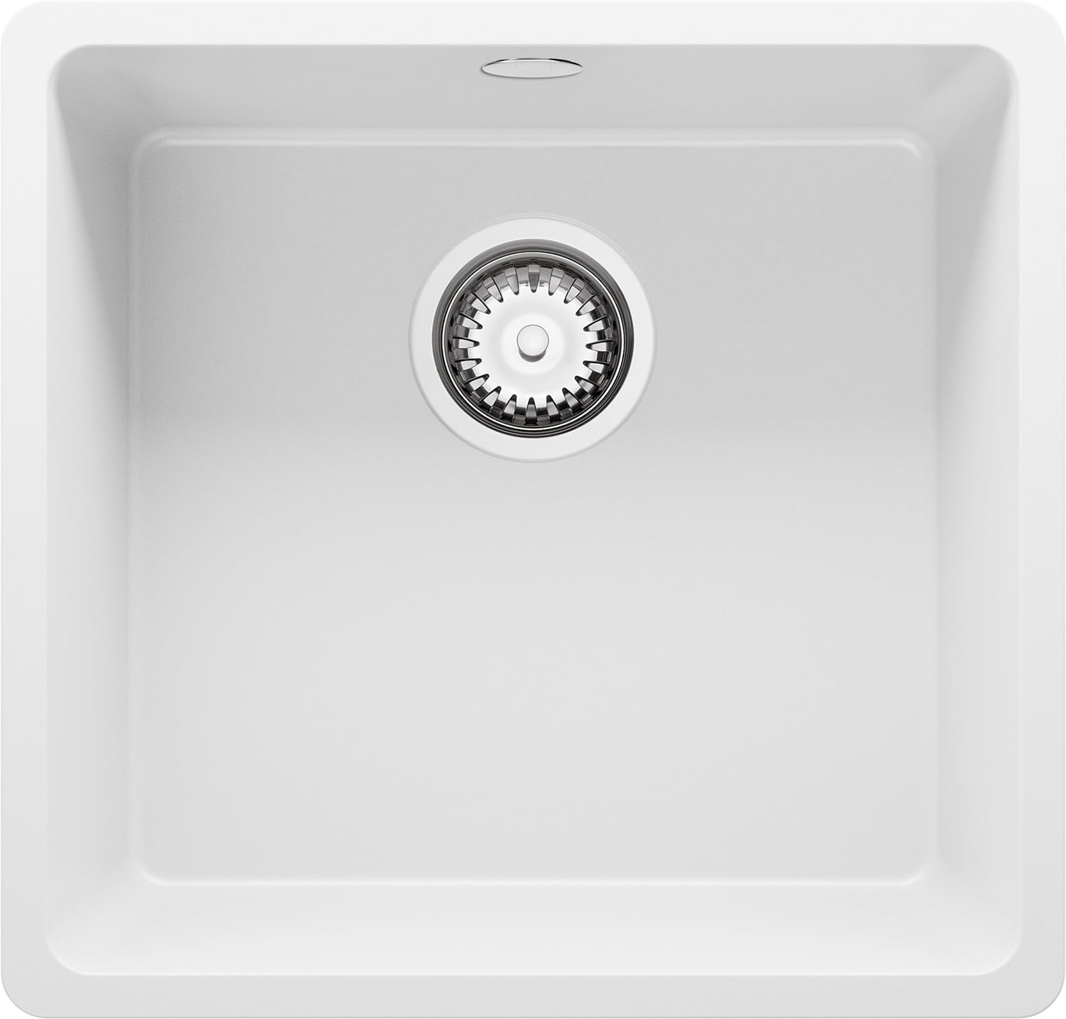 PRIMAGRAN Fregadero bajo Encimera Blanco - Venecia Easy, 46x44cm | Cocina 1 Seno + Sifón, Granito al Mueble 50cm (S028)
