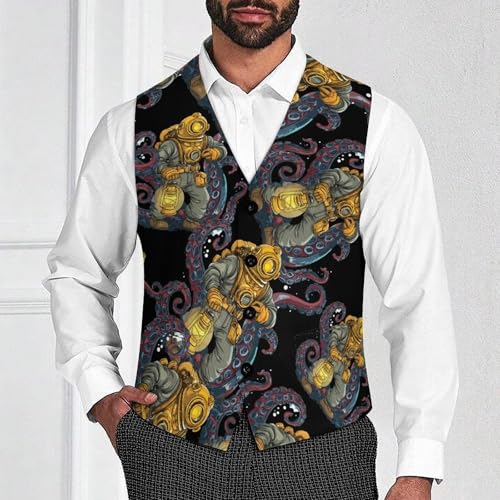Deep Sea Hard Hat Diver Men's Suit Vest Slim Fit Business Dress Party Pattern Waistcoat Vest Top2